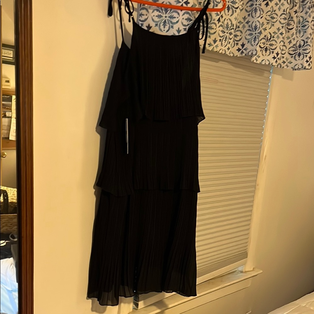 Design Lab Lord & Taylor Black Spaghetti Strap Midi Sundress